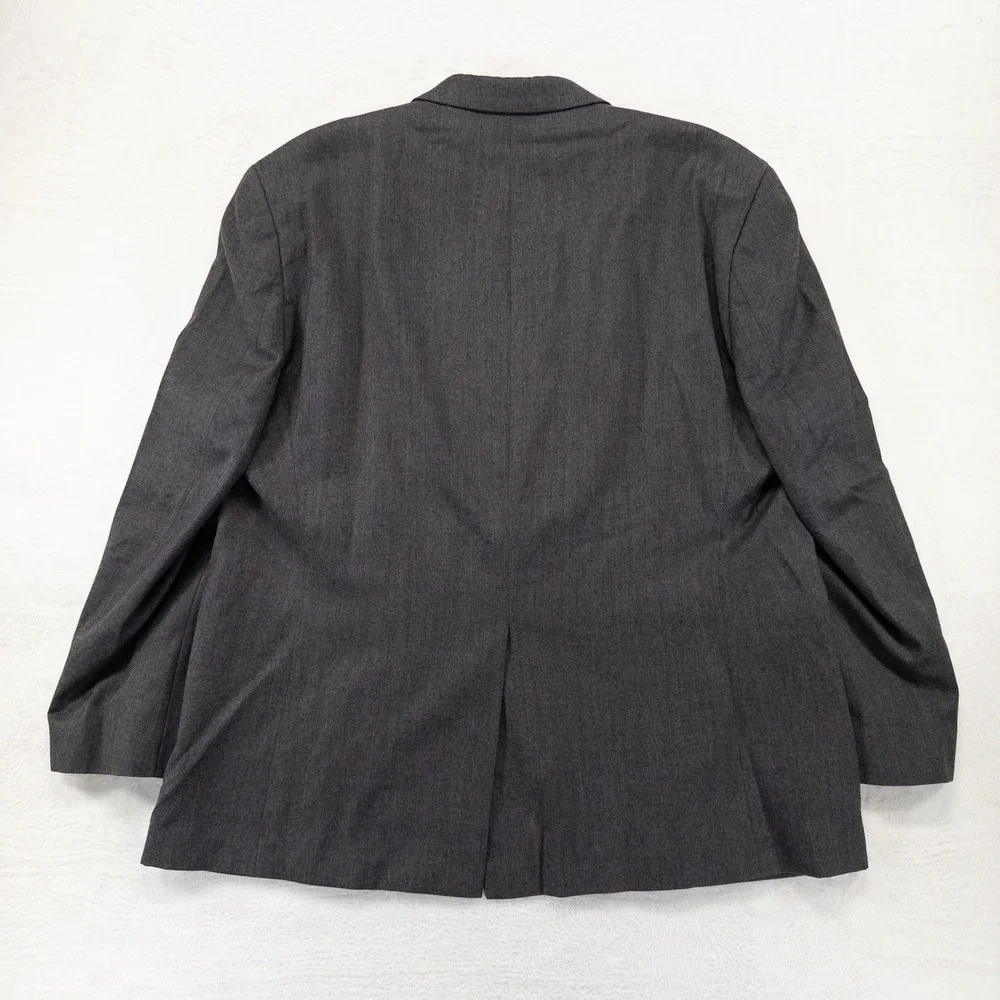 Chaps Mens Suit Jacket 48R Gray Wool Blazer Two Button Formal Career